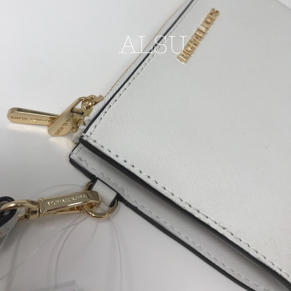 Michael Kors DoubleZip Wristlet Wallet Optic White - Picture 7 of 8